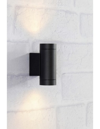 Markslöjd Pipe – Applique extérieure double, finition métal noir mat, douilles GU10, certifiée IP44