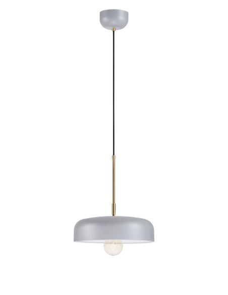 Markslöjd Caen – Suspension grise 1xE27, laiton brossé élégant, design contemporain