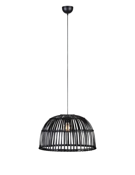 Markslöjd Cottage – Suspension noire, design en bambou et fer, douille E27, ambiance naturelle chic