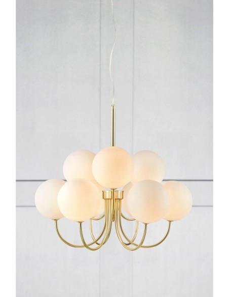 Markslöjd Bianco – Suspension laiton & verre, 9 sources lumineuses G9 max 20W, style chic et moderne