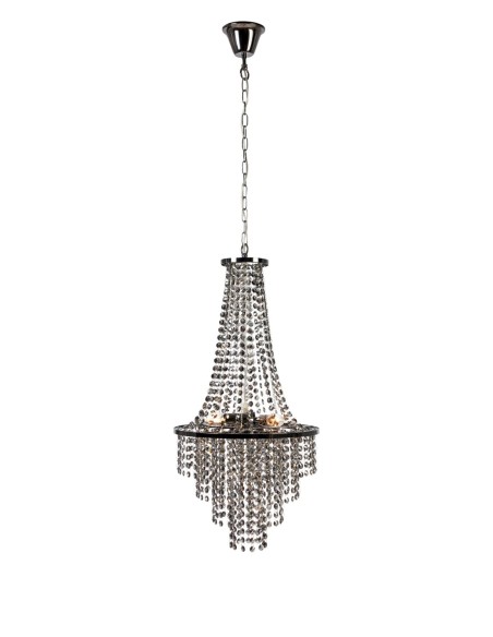 Markslöjd Allington – Lustre noir fumé 3xE14, prismes en cristal, ambiance raffinée