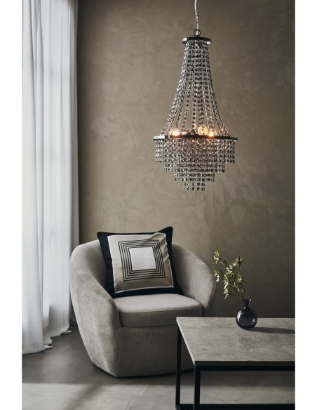 Markslöjd Allington – Luminaire suspendu métal noir et cristal fumé, 3 ampoules E14