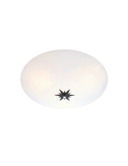 Markslöjd Rose – Plafonnier 3xE14 en verre blanc Ø43 cm, détails noirs, design discret