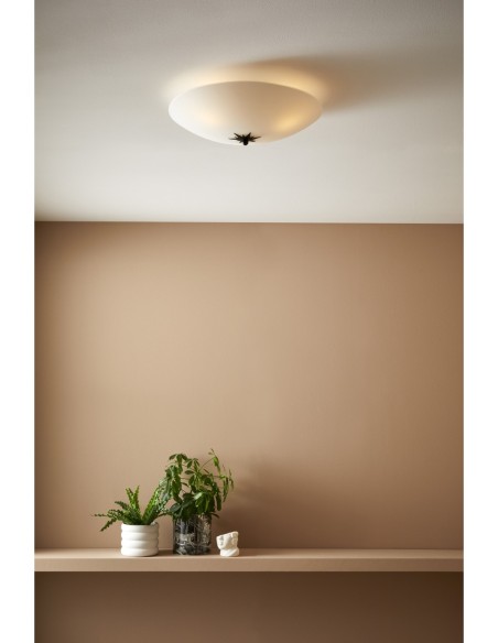 Markslöjd Rose – Luminaire rond IP20 avec abat-jour en verre blanc, 3 ampoules E14