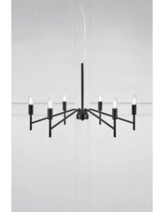 Markslöjd Monarch – Suspension 6 lampes E14, Ø70 cm, métal noir mat, câble transparent 2
