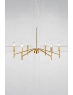 Markslöjd Monarch – Suspension 6 lampes E14, Ø70 cm, finition laiton doré mat, câble transparent 2