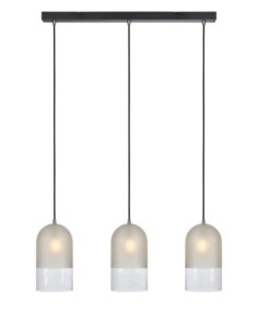 Markslöjd Cope – Suspension 3xE14 en verre givré et transparent, câble textile noir