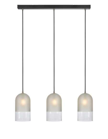 Markslöjd Cope – Suspension 3xE14 en verre givré et transparent, câble textile noir
