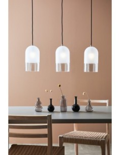 Markslöjd Cope – Suspension 3xE14 en verre givré et transparent, câble textile noir 2