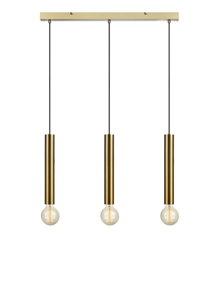 Markslöjd Sencillo – suspension 3 lampes en laiton, câble textile noir, idéal pour cuisine moderne