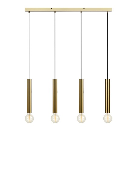 Markslöjd Sencillo – Suspension 4 lampes en laiton, élégance linéaire et look industriel chic