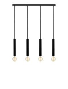 Markslöjd Sencillo – Suspension noire 4 lampes, 4xE27 élégance brute pour salle à manger moderne