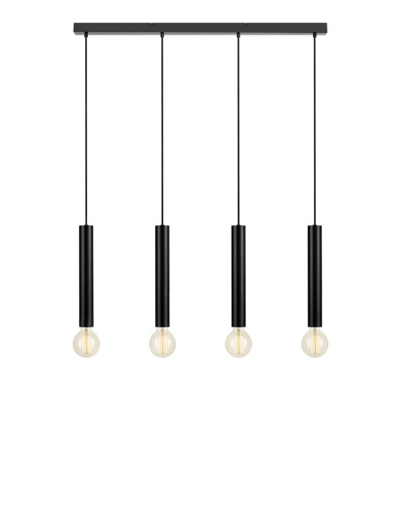 Markslöjd Sencillo – Suspension noire 4 lampes, 4xE27 élégance brute pour salle à manger moderne