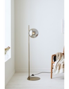 MarkslOjd Dione – Lampadaire avec base laiton antique et verre fumé, H 134,5 cm, culot E14, IP20 2