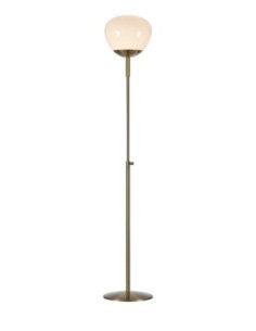 MarkslOjd Rise – Lampadaire laiton antique avec abat-jour en verre blanc, H 150 cm, culot E27, IP20