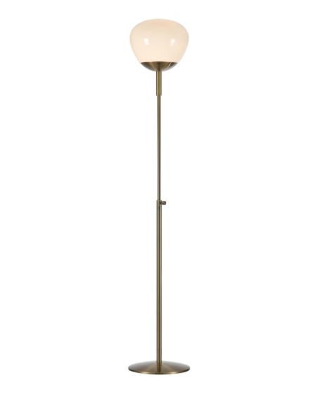 MarkslOjd Rise – Lampadaire laiton antique avec abat-jour en verre blanc, H 150 cm, culot E27, IP20