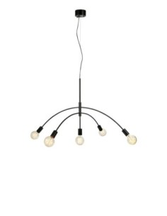 Markslöjd Crux – Suspension noire 5xE27 max 40W, bras en métal au design audacieux