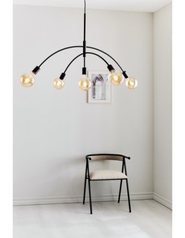 Markslöjd Crux – Suspension imposante 5 lampes E27, diamètre 117 cm, style moderne affirmé