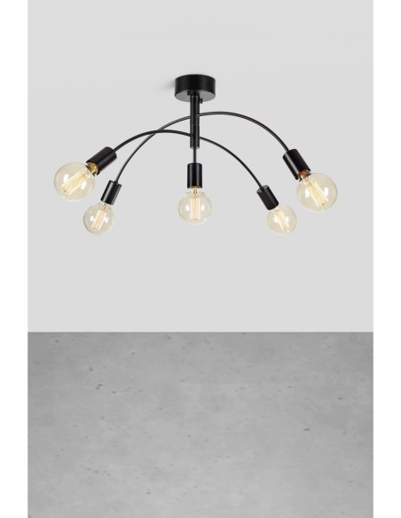 MarkslOjd Cygnus – Plafonnier noir à 5 bras, design Joakim Thedin, style scandinave, culot E27, IP20