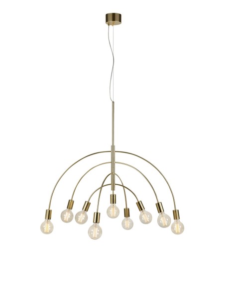 Markslöjd Lavello – Suspension laiton 9xE27 max 40W, bras métalliques courbés vers le bas