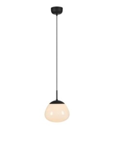 Markslöjd Rise – Suspension métal noir et verre blanc, design Monika Mulder, diamètre 25 cm, culot E27, IP20