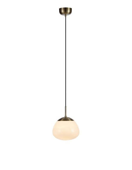 Markslöjd Rise – Suspension laiton antique et verre blanc, design Monika Mulder, diamètre 25 cm, culot E27, IP20