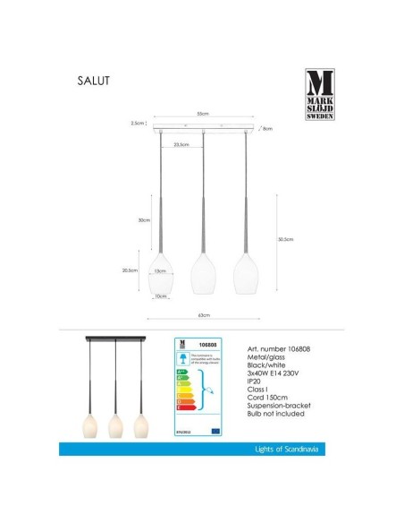 Suspension Led Salut 3 sources lumineuses - Markslöjd Leluminaireled.com