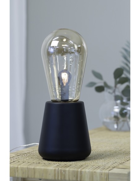 Markslöjd Brooke – Lampe de table en métal noir avec abat-jour en verre ambré, culot E14, IP20