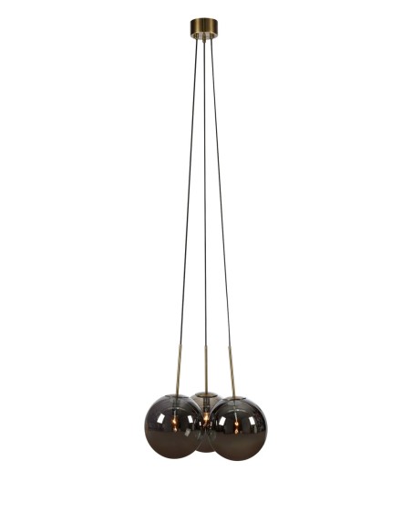 Markslöjd Dione – Suspension 3xE14 max 40W, verre fumé et métal antique