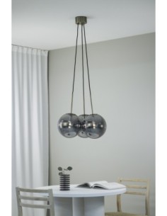 Markslöjd Dione – Suspension 3xE14 max 40W, verre fumé et métal antique 2