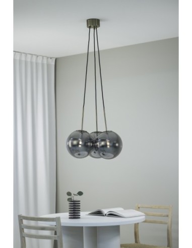 Markslöjd Dione – Suspension ronde élégante, 3 lampes E14, cordons textile 1,5 m