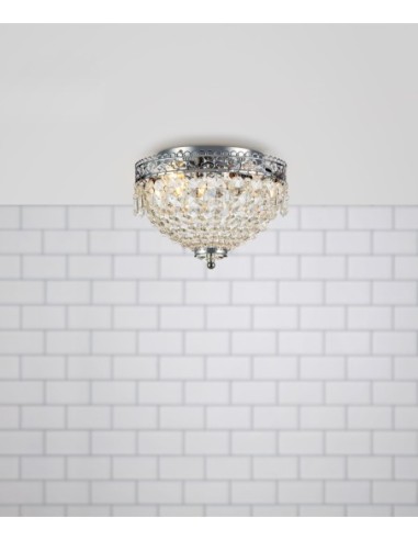 Markslöjd Joline – Élégant plafonnier chromé 28 cm, 2 ampoules E14, finition cristal, IP21