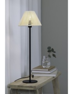 Markslöjd Corda – Lampe de table avec abat-jour beige en papier torsadé et base noire, douille E14, IP20 2