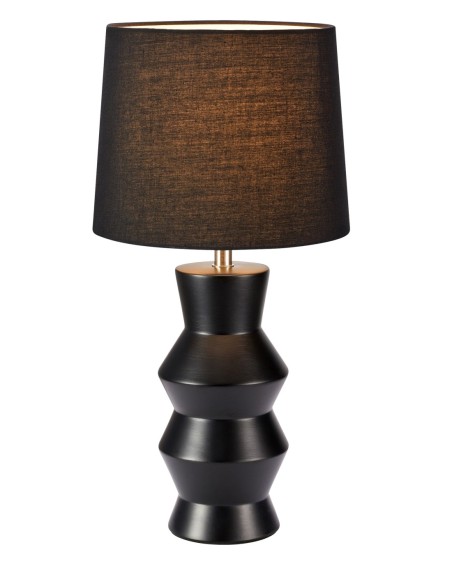 Markslöjd Sienna – Lampe de table noire en céramique avec abat-jour en textile, douille E27, IP20