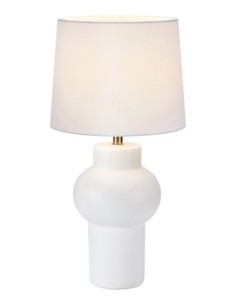 Markslöjd Shape – Lampe de table blanche en céramique avec abat-jour textile, douille E27, IP20