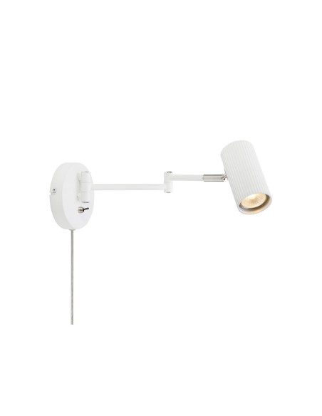 Markslöjd Costilla – Applique murale blanche en métal strié, bras orientable, culot GU10, IP20