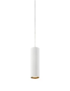 Markslöjd Costilla – Suspension 1xGU10 blanche avec abat-jour cylindrique en métal nervuré