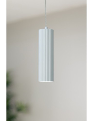 Markslöjd Costilla – Luminaire suspendu blanc avec câble transparent et interrupteur intégré