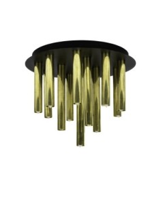 Markslöjd Gocce – Plafonnier suspendu design en laiton brut, 13 spots G9, lumière diffuse réglable