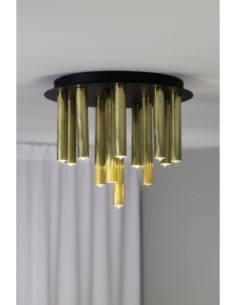 Markslöjd Gocce – Plafonnier suspendu design en laiton brut, 13 spots G9, lumière diffuse réglable 2