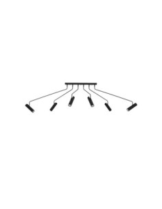 Markslöjd Ramus – Plafonnier noir 6 spots orientables, bras flexibles, 193 cm