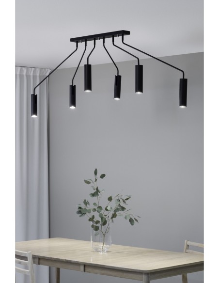 Markslöjd Ramus – Idéal pour grande table, métal noir mat, éclairage modulable