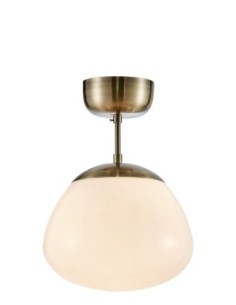 Markslöjd Rise – Plafonnier en laiton antique et verre blanc opale, design Monika Mulder