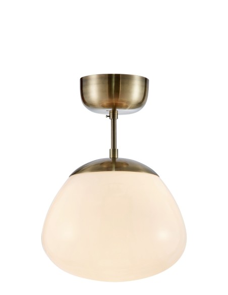 Markslöjd Rise – Plafonnier en laiton antique et verre blanc opale, design Monika Mulder