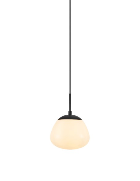 Markslöjd Rise – Suspension noire design Monika Mulder, verre opale, H. 25 cm