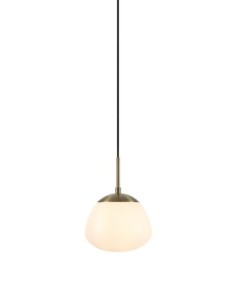 Markslöjd Rise – Suspension laiton antique design Monika Mulder, verre opale, H. 25 cm