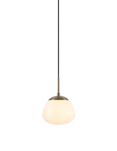 Markslöjd Rise – Suspension laiton antique design Monika Mulder, verre opale, H. 25 cm