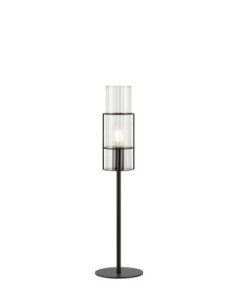 Markslöjd Tubo – Lampe de table noire H. 50 cm, verre ondulé transparent, effet d’ombre décoratif