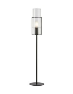 Markslöjd Tubo – Lampe de table noire H. 65 cm, verre ondulé transparent, jeu d’ombres élégant