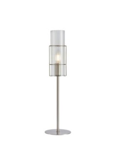 Markslöjd Tubo – Lampe de table nickel satiné H. 50 cm, verre ondulé transparent, design raffiné